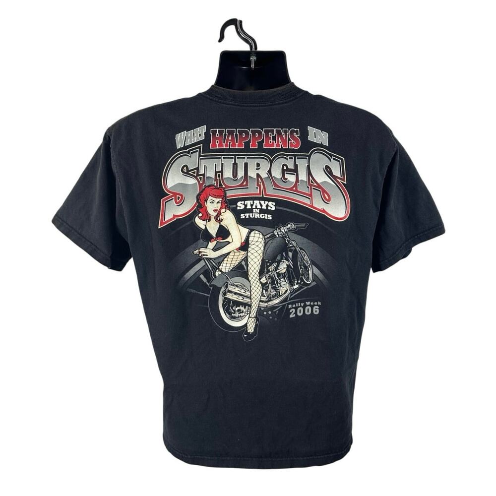 Sturgis Rally 2006 Biker Woman Graphic Tee Black Size Large Y2K Moto